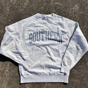 Grey and Navy Champion Reverse Weave Sweatshirt Size Small